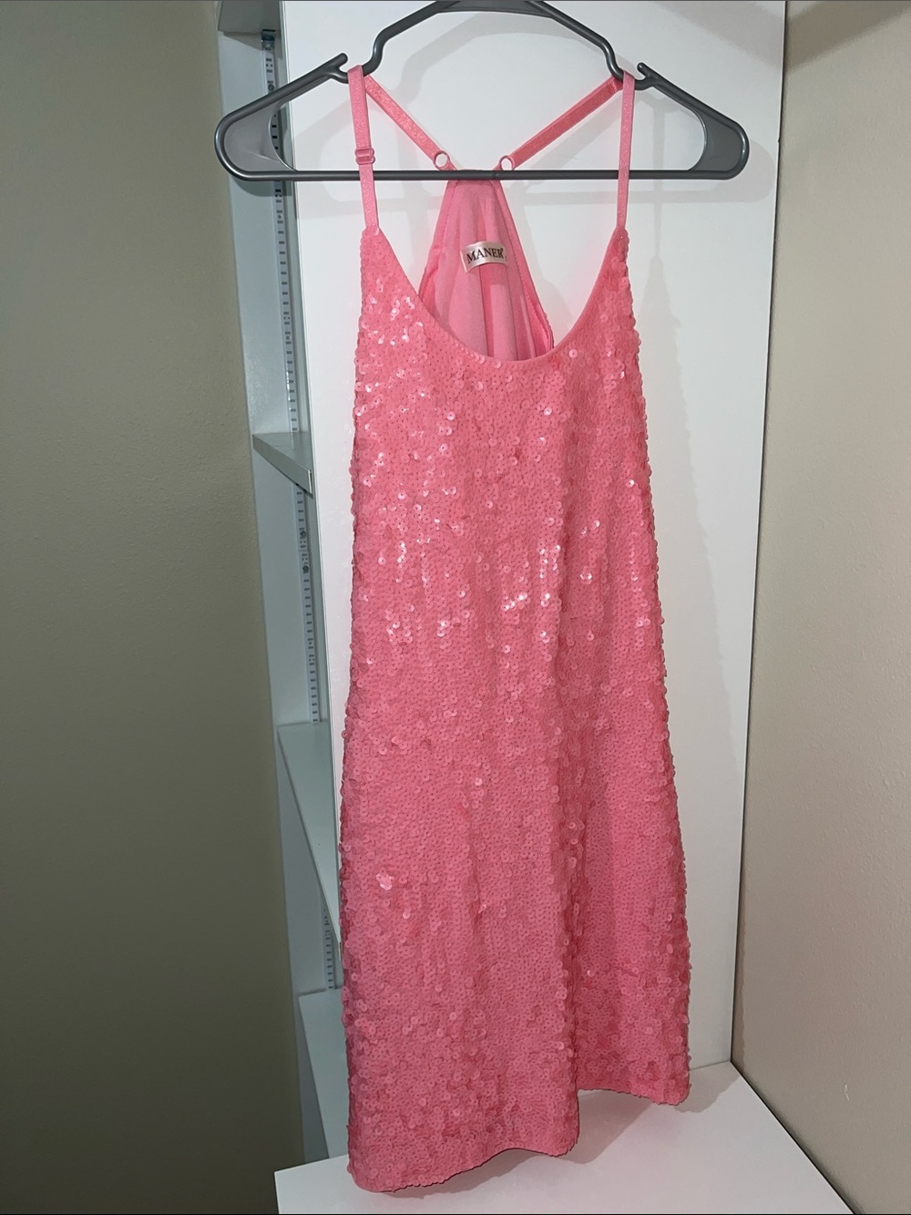 Strappy Pink Sequin Slip Dress